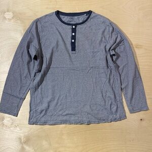 Livergy Men's Gray Long Sleeve Henley Shirt Large (QH)